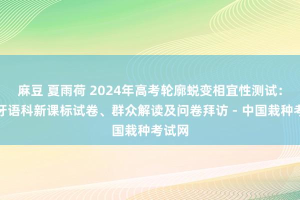 麻豆 夏雨荷 2024年高考轮廓蜕变相宜性测试：西班牙语科新课标试卷、群众解读及问卷拜访 - 中国栽种考试网