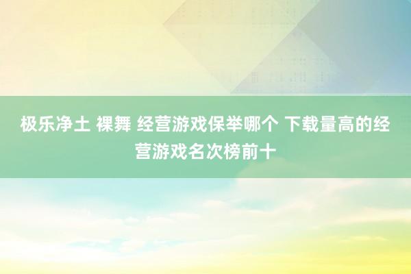 极乐净土 裸舞 经营游戏保举哪个 下载量高的经营游戏名次榜前十