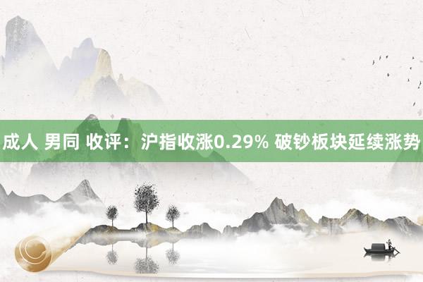成人 男同 收评：沪指收涨0.29% 破钞板块延续涨势
