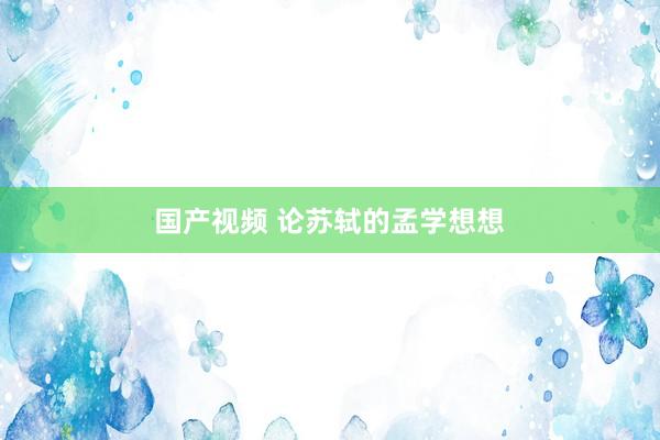 国产视频 论苏轼的孟学想想