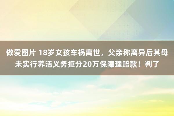 做爱图片 18岁女孩车祸离世，父亲称离异后其母未实行养活义务拒分20万保障理赔款！判了