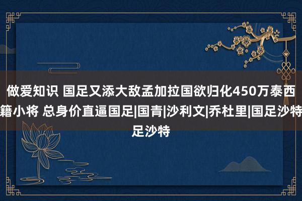 做爱知识 国足又添大敌孟加拉国欲归化450万泰西籍小将 总身价直逼国足|国青|沙利文|乔杜里|国足沙特