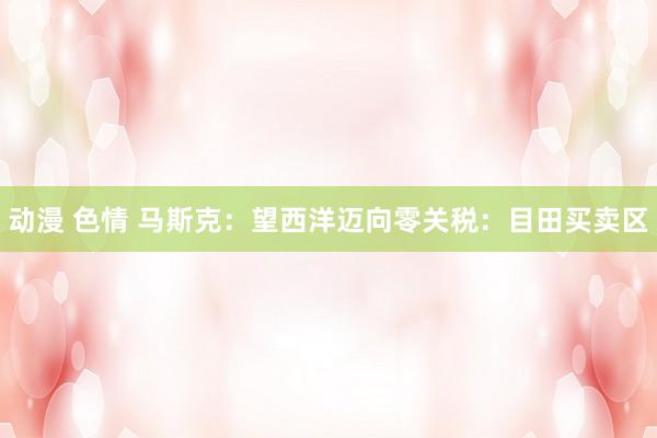 动漫 色情 马斯克：望西洋迈向零关税：目田买卖区